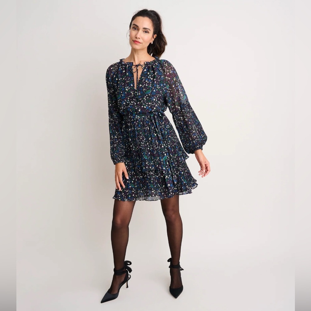 UNTUCKit Midi Paloma Black Gold Peacock Dress Size 12 - Picture 1 of 11